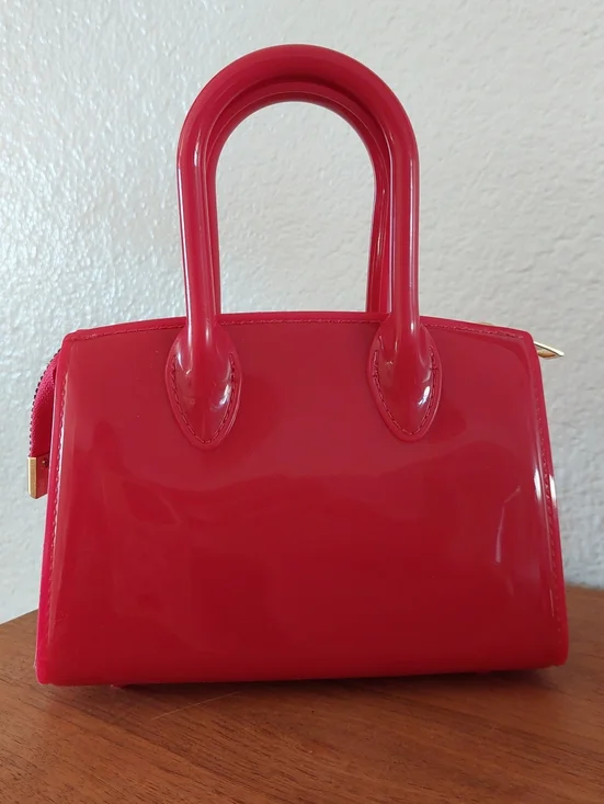 Source Unknown Glossy Red Mini Satchel with Gold Hardware - Picture 2 of 5